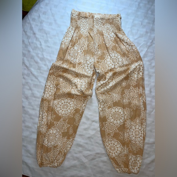 Lotus and Luna Harem Pants | Smocked Waist | Boho Floral | Made in Thailand - Picture 2 of 11